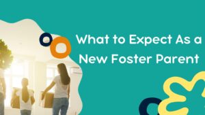 A picture of a child and their new foster parent with some moving boxes. the parent is starting their journey in life as a new foster parent and the child is being fostered for the first time
